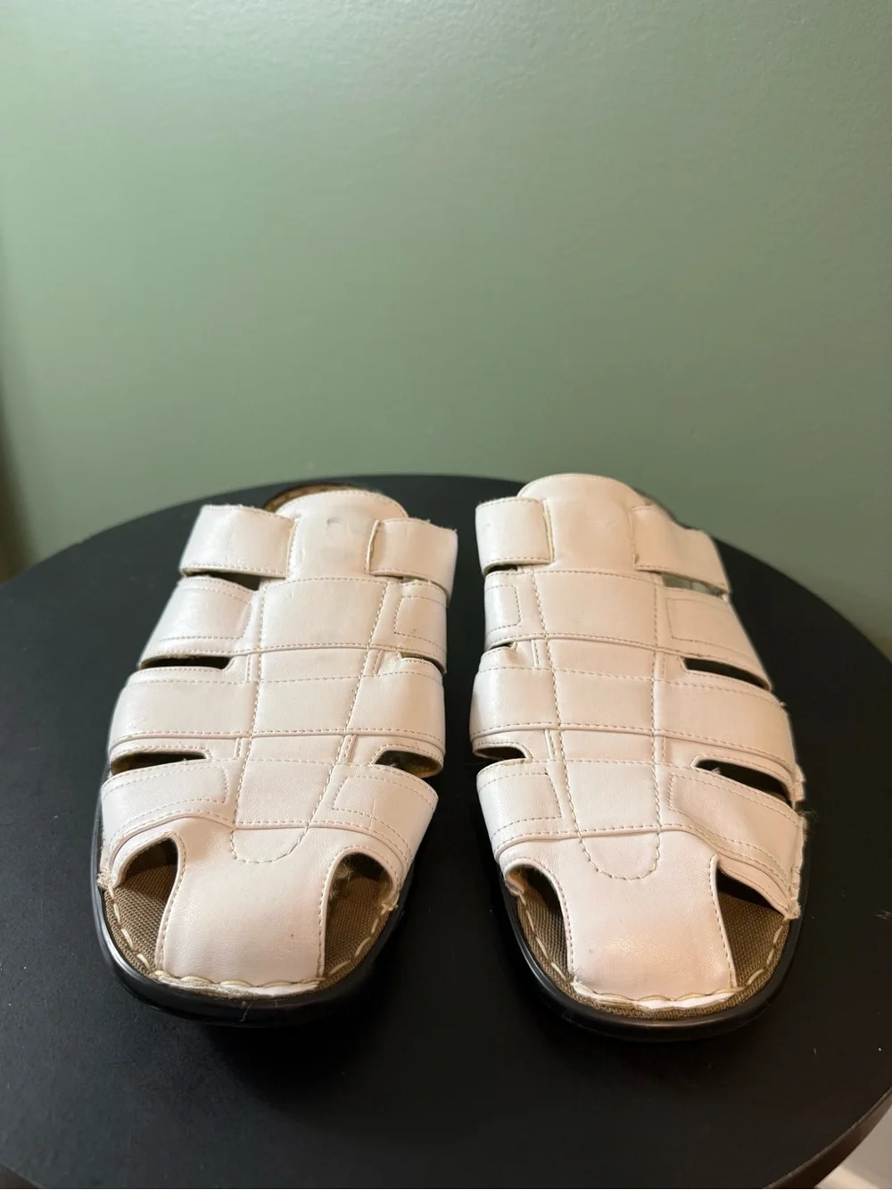 Men's White Leather Fisherman Sandals